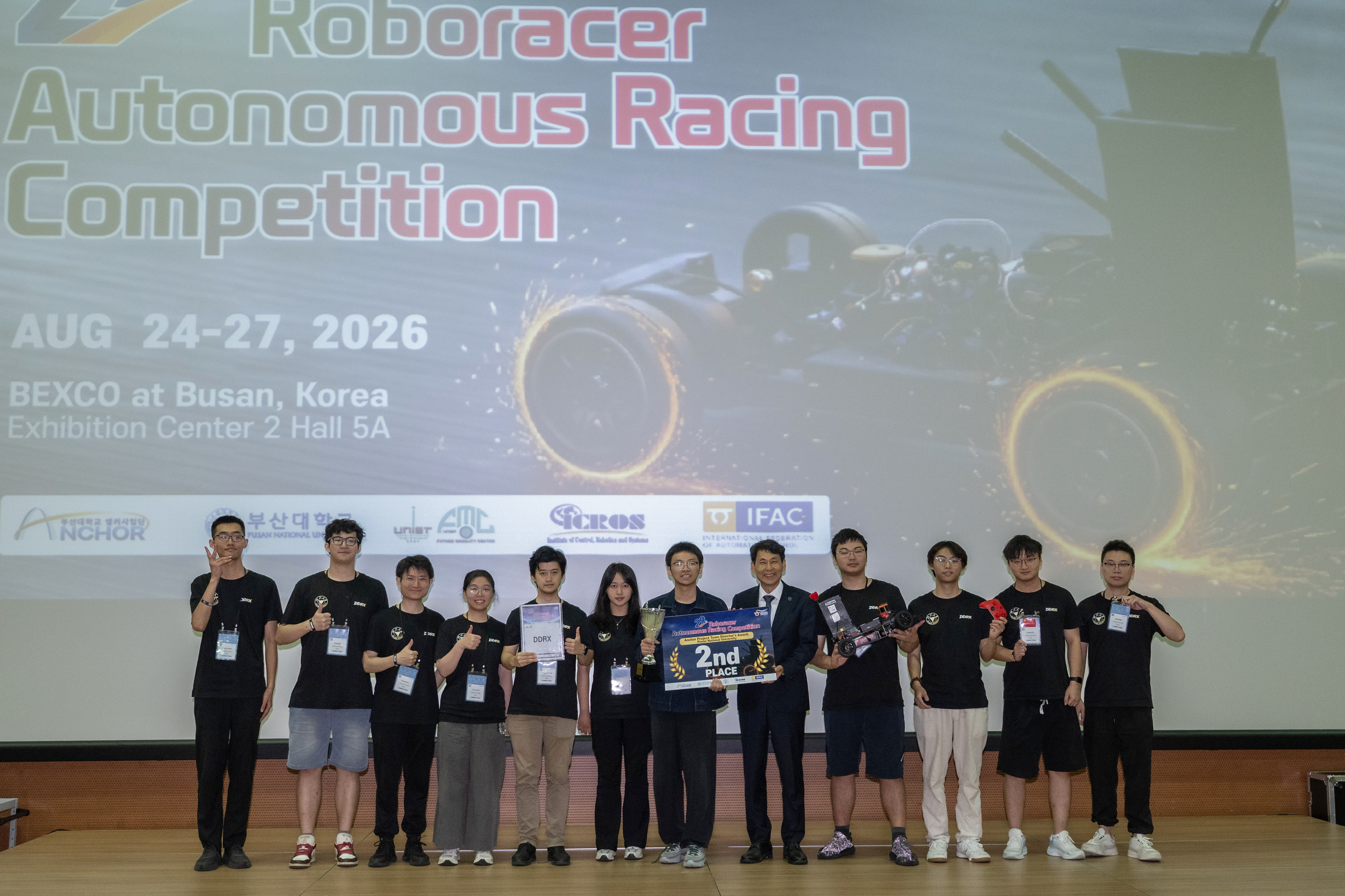 DDRX team at the IFAC 2026 RoboRacer award ceremony