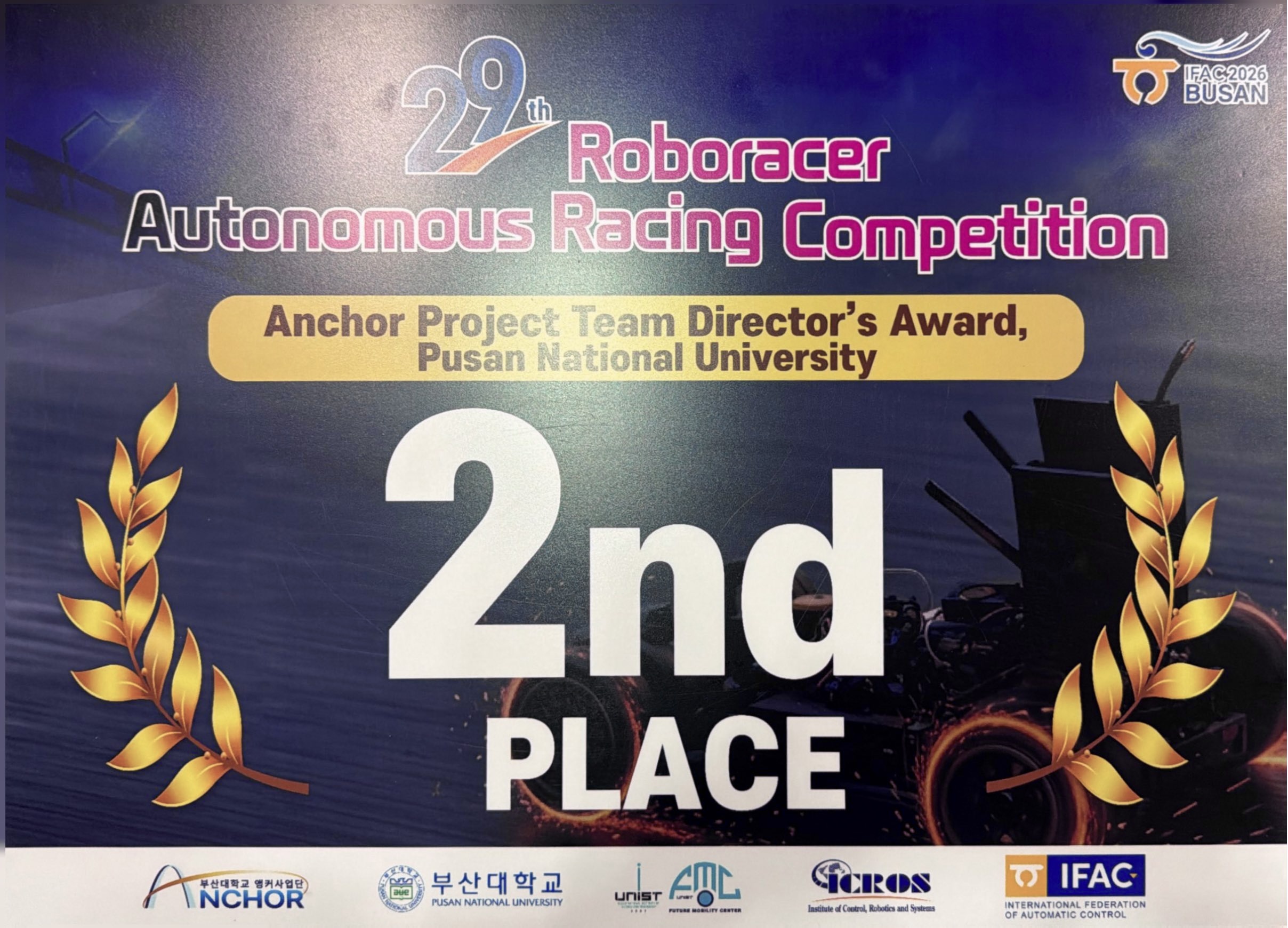 DDRX second-place award at the 29th RoboRacer Autonomous Racing Competition at IFAC 2026